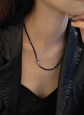 手工项链925银黑色锆石