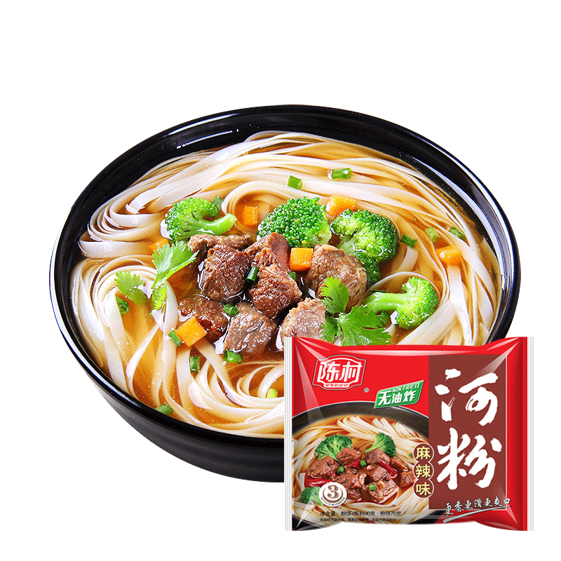 陈村河粉20袋整箱方便面皮非油炸酸辣粉米线广东米粉速食泡面包邮 - 图1