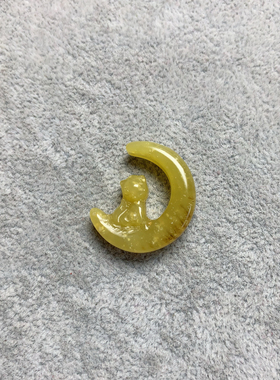 新岫玉天青冻月亮猫吊坠冰种福利款夏季国潮玉石绝版花玉月亮兔