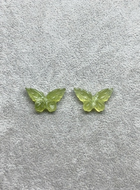 新天然岫玉猫猫耳环青提奶盖蝴蝶水墨扇子保真岫玉青提方扣耳饰