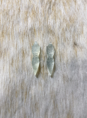 新岫玉水滴耳饰蓝冰绿冰白冰玉石簪头耳环吊装九尾降魔杵钱袋耳环