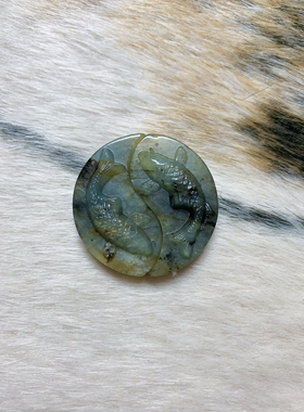 新男女国风挂坠锦鲤佩水墨白冰双鱼呈祥岫玉双鱼牌项链私拍随机发