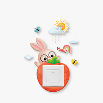 Minimalist decoration cover Anti-dirty ins3d Cubic switch patch socket protective sheath wall stickup soft glue Luminous Cartoon