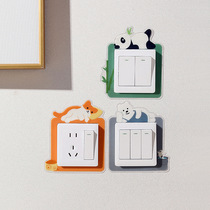 3d stereo home decoration Nordic rims cover modern minimalist light double switch luminous switch patch wall patch protective sheath