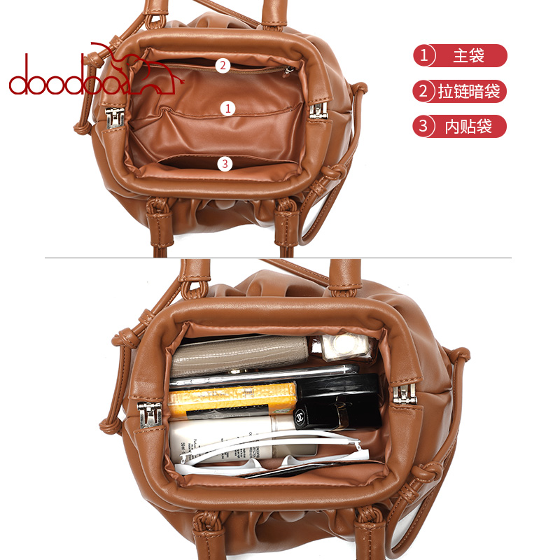 doodoo手提包包女2021新款潮韩版简约时尚斜挎包大容量手提包百搭 - 图2