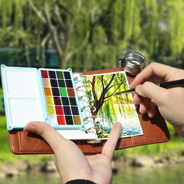 Travel watercolor loose-leaf notebook set