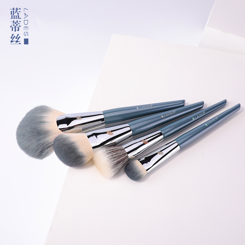 lades蓝蒂丝旗舰店LADES/蓝蒂丝蓝系列10支专业化妆刷套装 羊毛点彩刷 全套美妆工具1