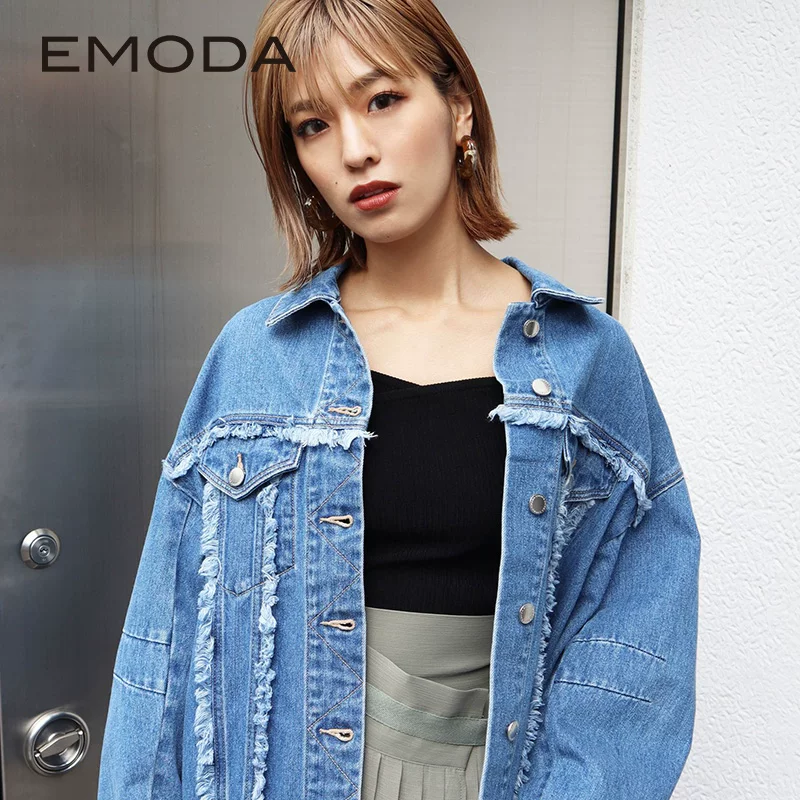 Джинсовая куртка модного бренда EMODA, корейский стиль