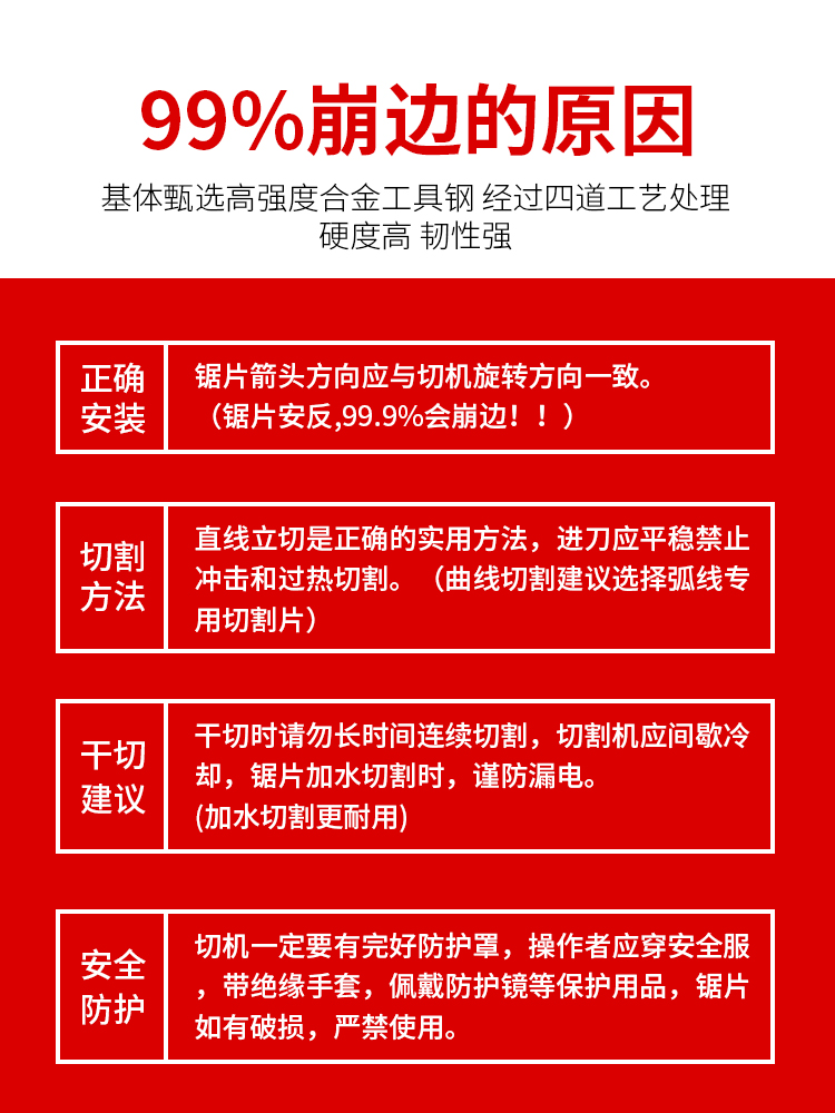 石材混凝土干专用锯片超薄崩瓷砖切割片易之力砌割切割机切不边片 - 图1