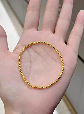 金店同款沙金蹦迪手链女款轻奢小众转运金珠子精致手串卡3mm蹦迪