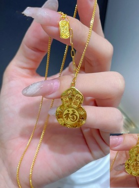 古法沙金葫芦项链女款轻奢小众高级感锁骨链送女友礼物