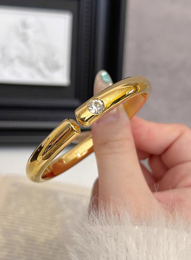 金店同款沙金亮面点钻泥鳅背手镯素圈开口镯子百搭时尚手镯新款