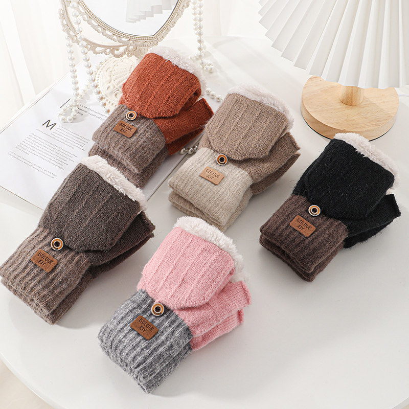 手套冬天女保暖加绒加厚骑行写字防寒学生触屏半指翻盖男冬季新款,淘宝优惠券,粉丝福利购,淘宝优惠卷