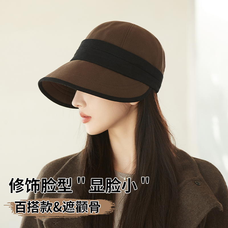 韩版帽子女春秋款渔夫帽大头围大脸圆脸适合百搭气质显脸小鸭舌帽