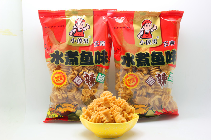 小俊男水煮鱼味香辣脆沈阳特产零食膨化休闲食品烤贝脆校门口锅巴-图3