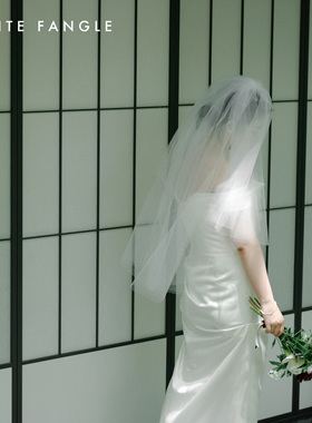季景婚礼户外仪式蓬松领证头纱