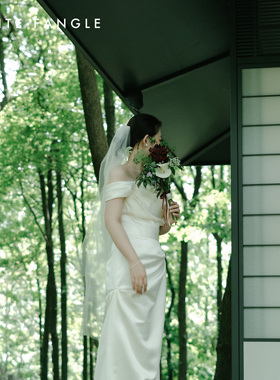 单层婚礼户外简约写真头纱