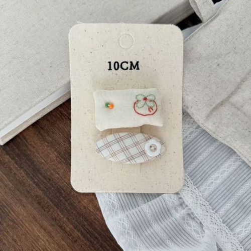 新款韩版甜美抱枕发夹少女纽扣珠珠掰掰夹布艺儿童碎发刘海夹 - 图3