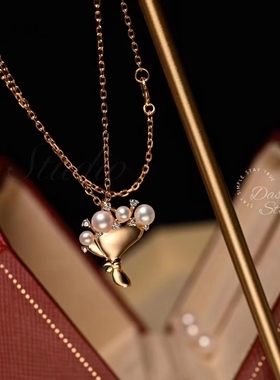 天然珍珠超保色S925银镀金项链