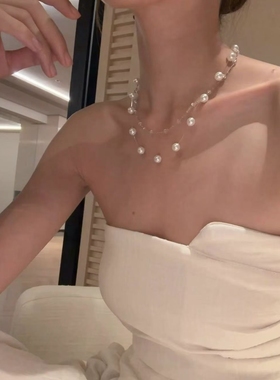 赵露思同款满天星天然淡水珍珠项链女多叠戴配裙子锁骨链新款高级