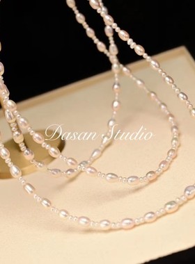 三层叠戴长款毛衣链珍珠项链女