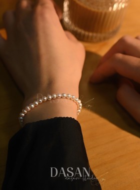 可调节s925银尾扣强光珍珠手链