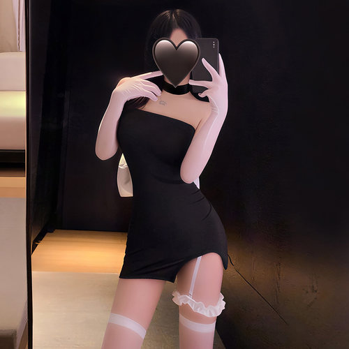 纯欲小黑裙心机蝴蝶结两穿小胸性感成人趣味睡衣女情调高级床上 - 图2