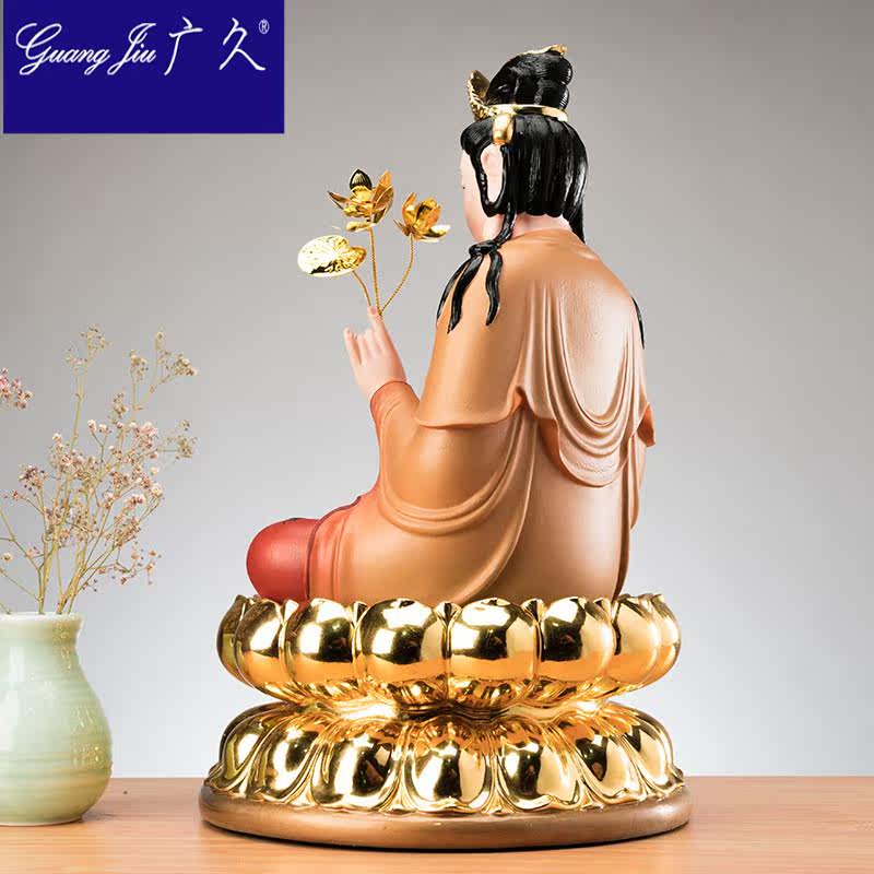 广久纯铜彩绘佛像摆件大势至菩萨 广久摆件