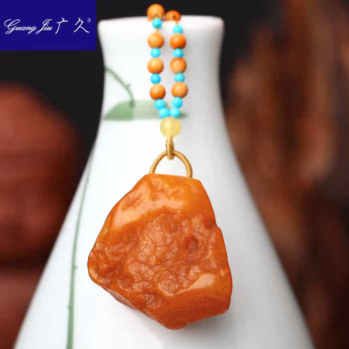 广久波罗的海天然蜜蜡原皮原石项坠 广久项链