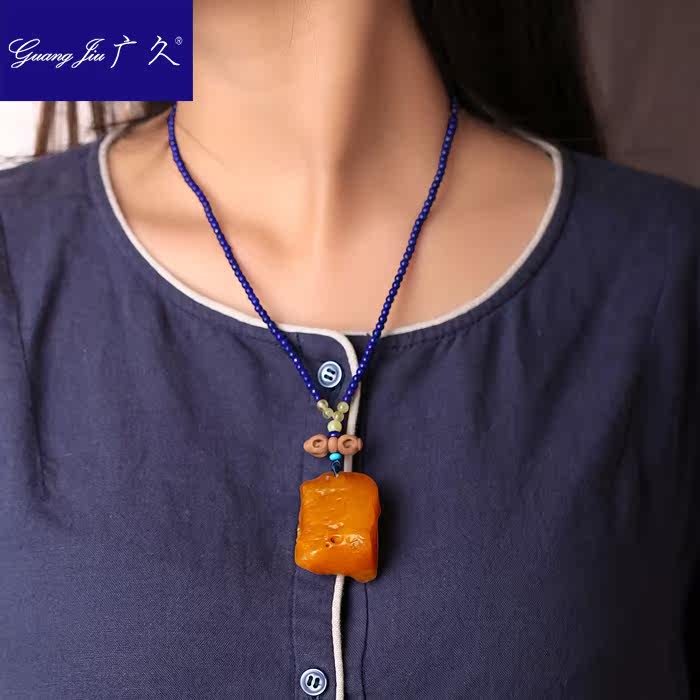 广久波罗的海天然蜜蜡原皮原石项坠 广久项链