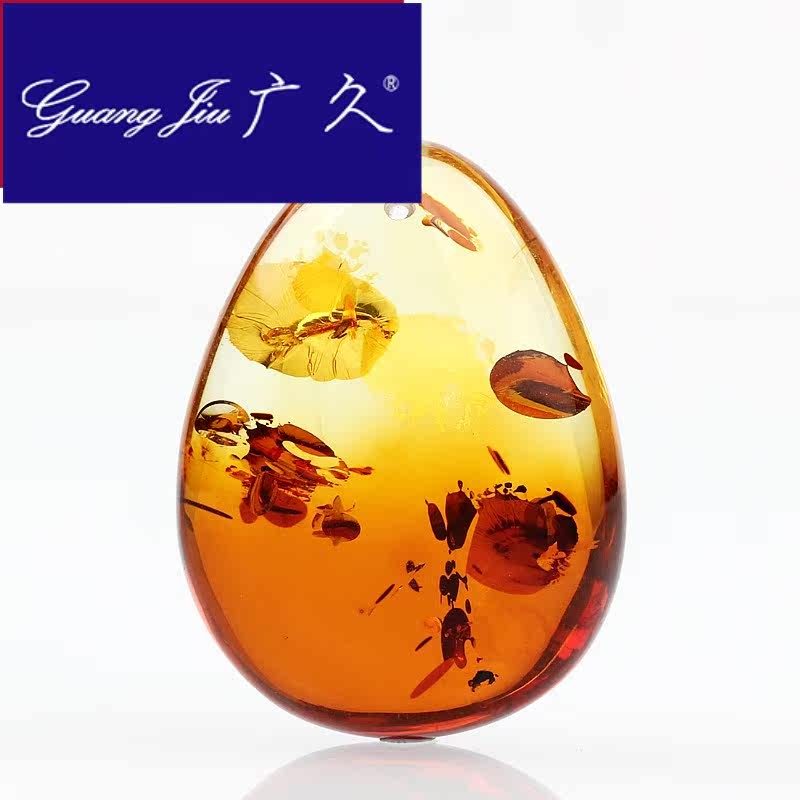 广久a1渐变水滴形吊坠蜜蜡金珀原石 广久项坠/吊坠