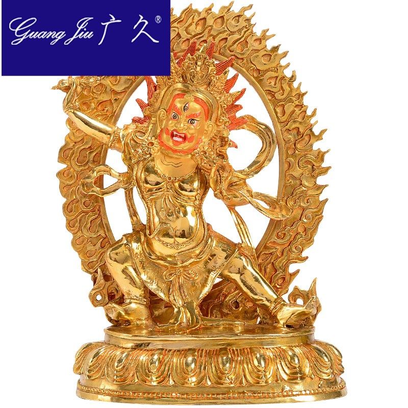 金刚手藏传纯铜10寸全鎏金供佛佛像 广久摆件