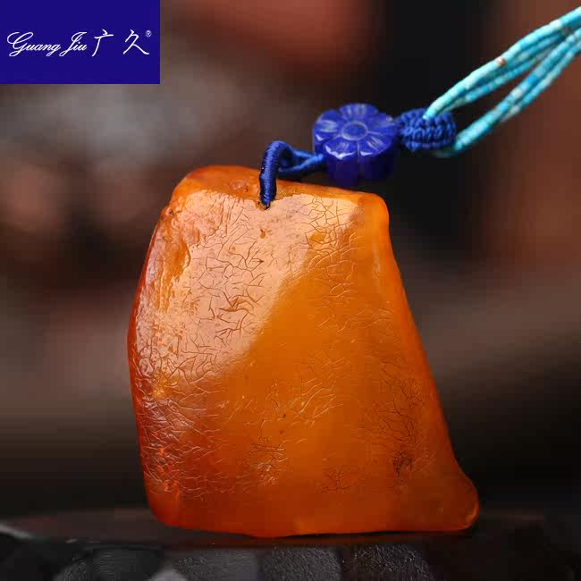 广久波罗的海天然蜜蜡原皮原石项坠 广久项链