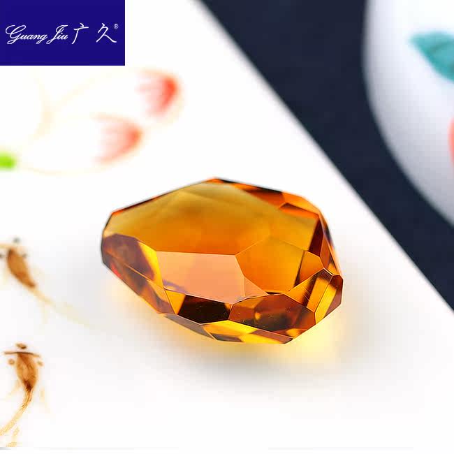 广久天然黄水晶正品原石切面送裸石 广久项坠/吊坠