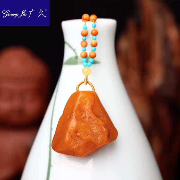 广久波罗的海天然蜜蜡原皮原石项坠 广久项链