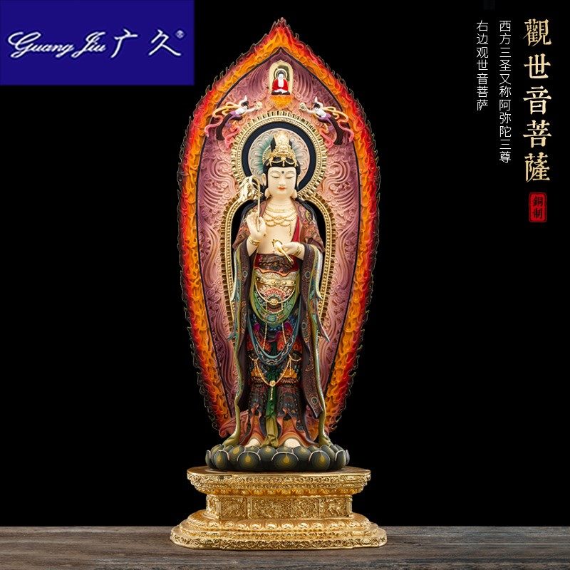 纯铜家用供奉佛堂西方三圣佛像 广久摆件