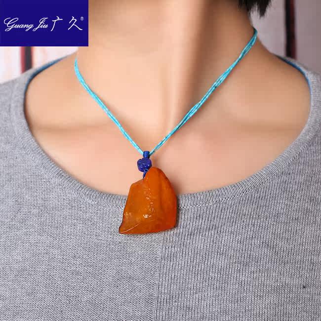 广久波罗的海天然蜜蜡原皮原石项坠 广久项链