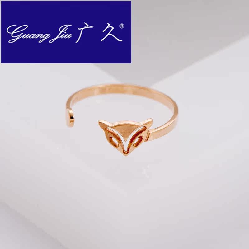 广久a1新款时尚玫瑰金狐狸彩金戒指 广久戒指/指环