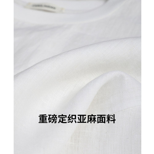 Carolingian/Row極简松弛！重磅亲肤亚麻长袖T恤上衣+五分裤套装 - 图1