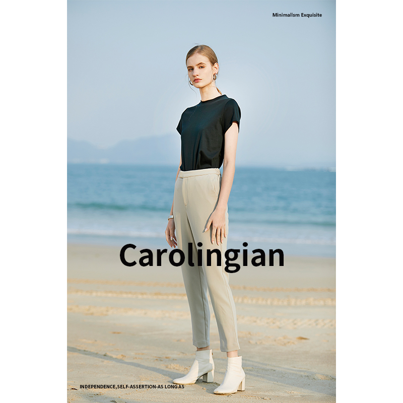 Carolingian 刚需Ji简！秘鲁进口重磅丝光匹马棉T恤女 成衣精致T