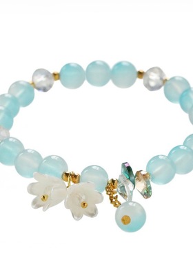 奶油双色铃兰花手链  显白高级感水晶串珠花朵闺蜜手链