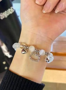 猫爱心铃铛diy手链女手工串珠闺蜜手环送女友礼物学生
