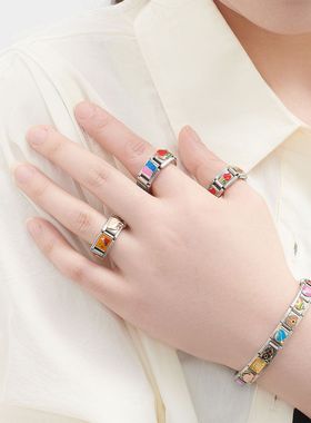 意大利模块手链不锈钢蝴蝶花朵滴油自由手工链条拼接diy男女