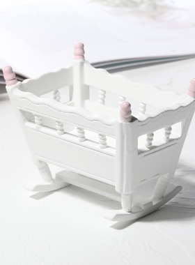 1:12娃娃屋dollhouse木质迷你家具模型食玩仿真手工微型摇篮摆件
