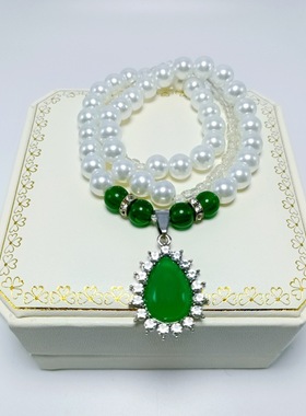 仿天然淡水珍珠项链妈妈链带玛瑙吊坠套链引流品现货