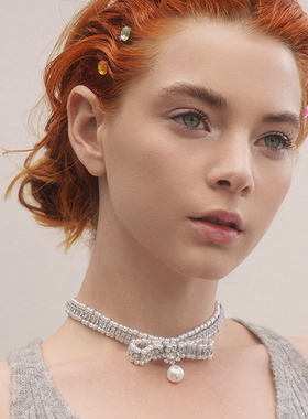 【谢娜同款】My Rosebar原创设计Weekend蝴蝶结珍珠满钻项圈项链