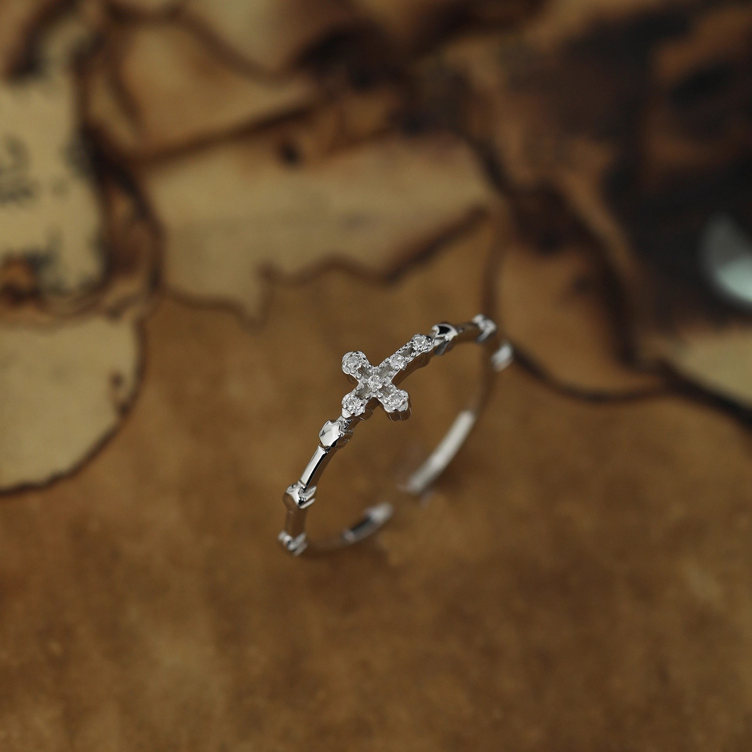 Celebrity style titanium steel cross ring