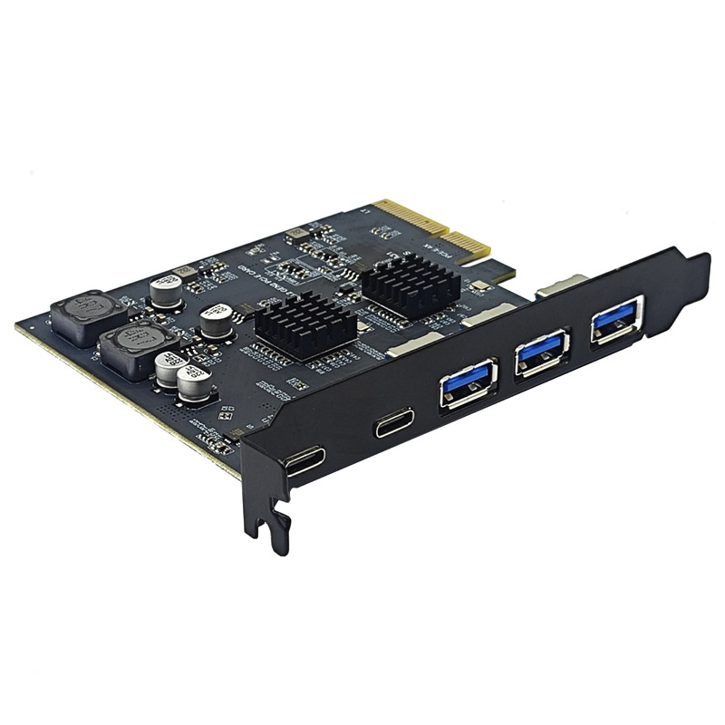 USB3.2扩展卡GEN2 10Gbps PCI-E 4X转接TYPE-C祥硕ASM3142芯片5口 - 图0