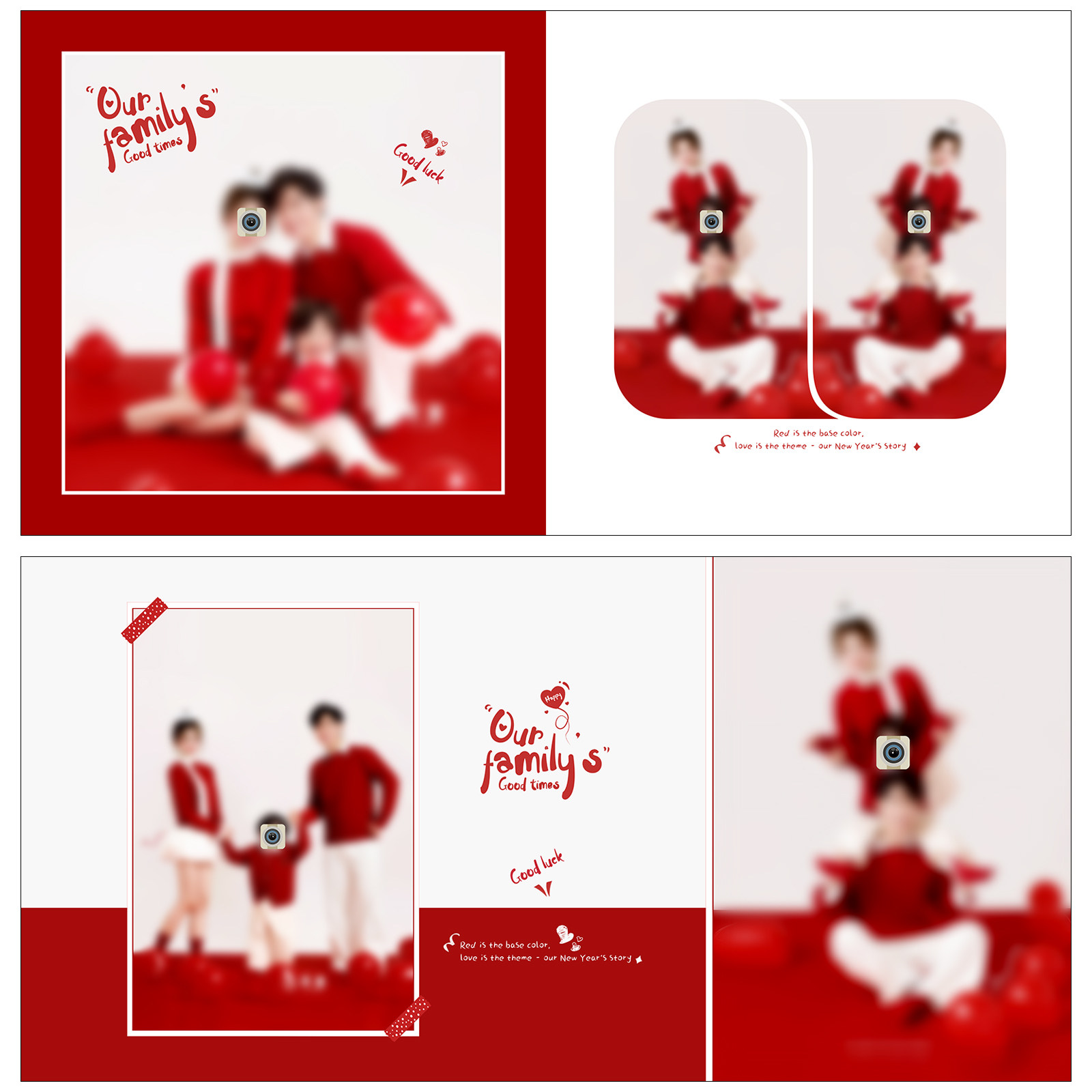 Q134红毛衣亲子相册模板PSD喜庆红色全家福新年摄影照N8设计素材,淘宝优惠券,粉丝福利购,淘宝优惠卷