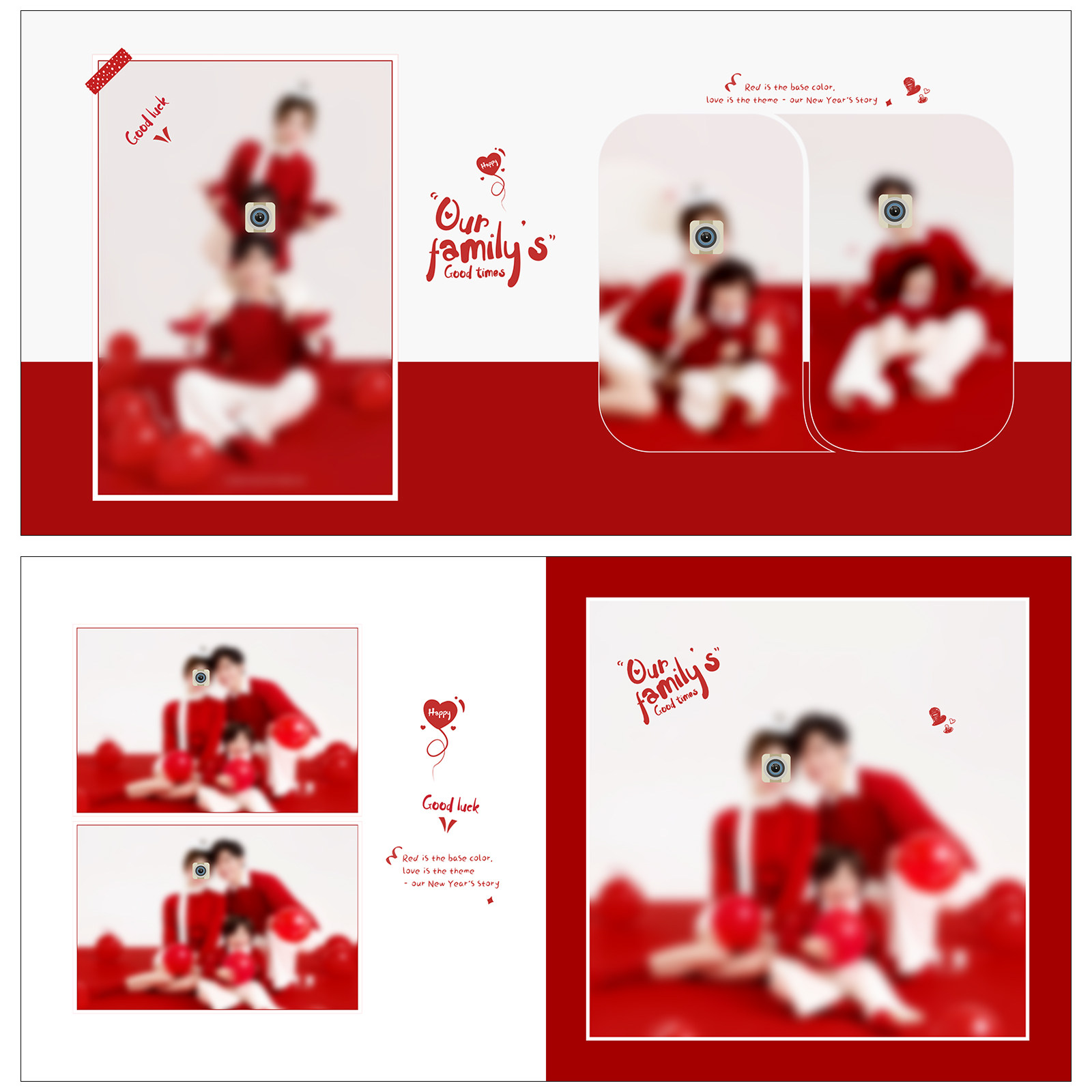 Q134红毛衣亲子相册模板PSD喜庆红色全家福新年摄影照N8设计素材,淘宝优惠券,粉丝福利购,淘宝优惠卷